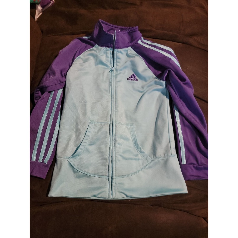 Adidas blue and‎ purple spring jacket size 6x